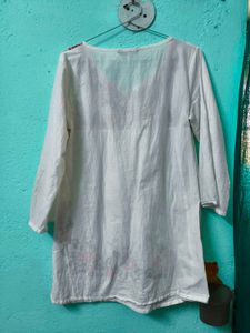 Floral Embroidered White Tunic