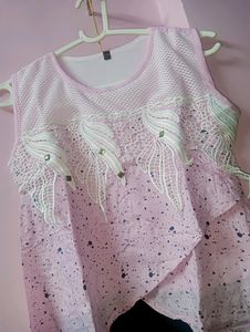 Light Pink And Blue Top For Girls