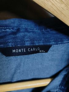 Monte Carlo Women Blue Light Wash Cotton Shirt