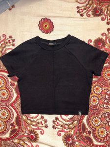 Bonkers Corner Black Loose Crop Top