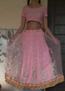 Pink Embroidered Lehenga Choli
