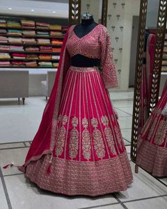 ✨Radiating royalty Hand Work Rani pink lehga