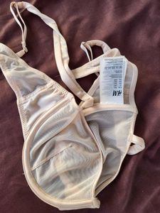 H&amp;M Balconette Mesh Bra 34 C With Satin Linin