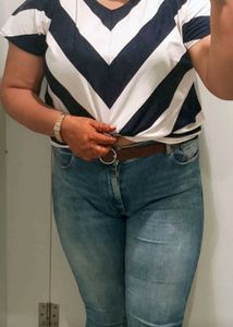 Striped Tie-Front Top