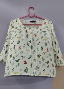 Branded White Floral Top
