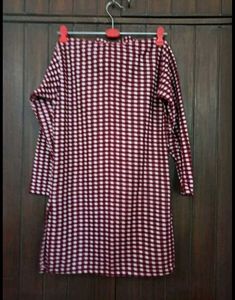 Red &amp; White Warm Checkered Tunic Top
