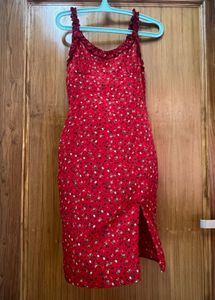 Red Floral Print Bodycon Dress