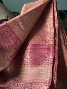 Pink Banarasi Saree With out Blouse