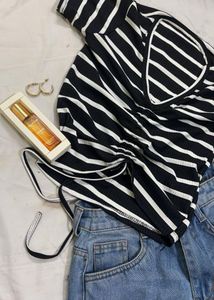 Black And White Knot Top