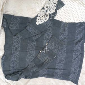 Lace Cuff Striped Top