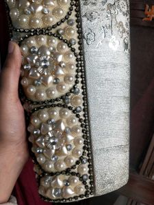 Vintage Pearl Embellished Vase Showpiece