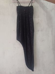 Sparkly Black Asymmetrical Dress