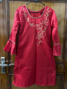 Red co ord set with dupatta