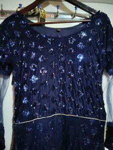 Elegant Navy Blue Sequin Dress
