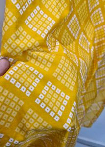 Yellow &amp; White Checkered Kurti