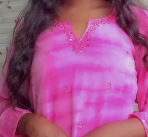 Pink Embroidered Short Kurti