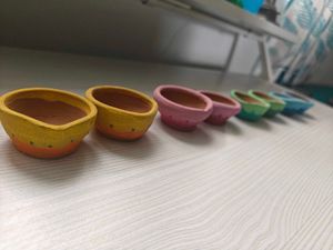 Colorful Decorative Clay Diya Set