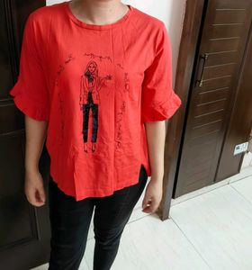 BestiBelli Women Red Sequin Embroidery Printed Top
