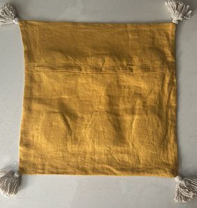 45x45 Mustard Designer Cushion Cover With Tassels