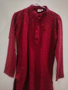 Mens Festive Wear Kurta Pajama With Sequence Work