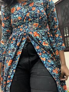 Front Slit Floral Kurthi