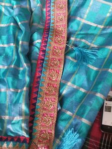 Sea Green  Saree With Embroidery Border