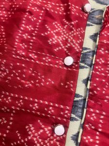 Red &amp; Green reversible Cotton Ethnic Jacket/shrug