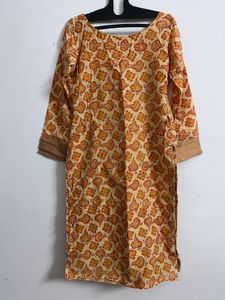 Floral Print Kurta, long and straight