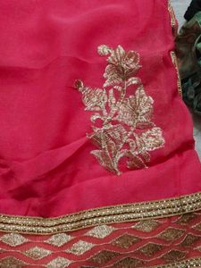 Peach Colour Saree Without Blouse