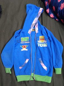 Blue Graphic Zip-Up Hoodie