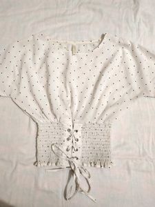 Polka Dot Flare Sleeves Top