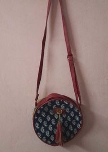 Round Paisley Print Crossbody Bag