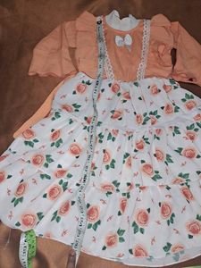 Grange Nd White Combo Colour BABY FROCK