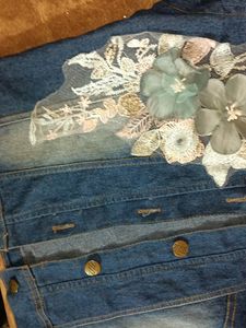 Women&#39;s Denim Jacket,With Flower Print