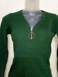 Korean Neck Jipper Sweter 💗