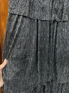 FLARED SHINY PARTY WEAR BLACK DRESS