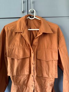 Burnt Orange Shirt Dress - Zara