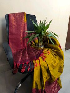 Elegant Maroon & Gold Saree