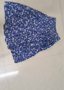 Blue Floral Print Skirt