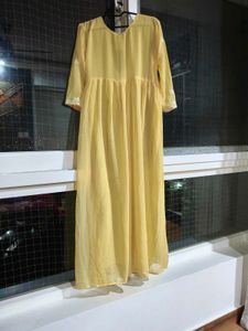 Yellow Embroidered chikankari Anarkali Dress