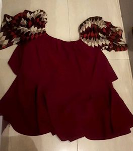Maroon Off-Shoulder Blouse