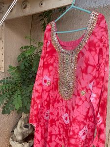 Pink Tie-Dye Embellished Tunic