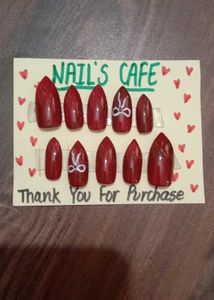 Burgundy Press-On Nails