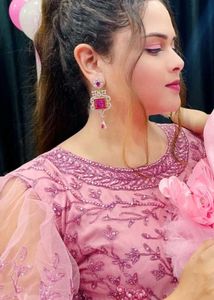 Elegant Pink Embroidered Gown