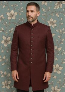 Men Marron Indo Western Set