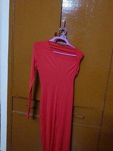 Red One-Shoulder Maxi Dress