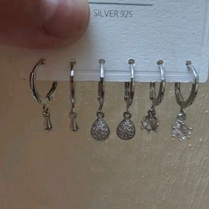 Earrings Sterling Silver Set Of 3