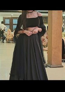 Black Lehenga Choli With Dupatta For Girls