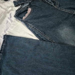 low waist bootcut Denim With Cutout Y2k
