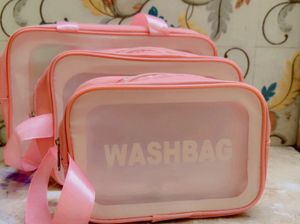 Pink Cosmetic Bags - 3 Piece Set